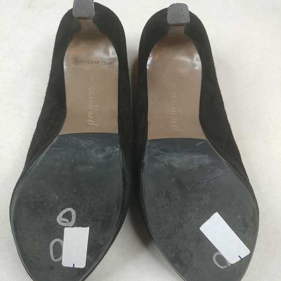 Paul Green Open Toe Platform Suede Black heels 4" - Picture 3 of 8